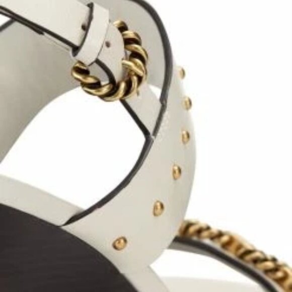 NWT & BOX - TORY BURCH – VINTAGE PLAQUE WEDGE SANDAL - NEW IVORY, SIZE 9 - Picture 5 of 9